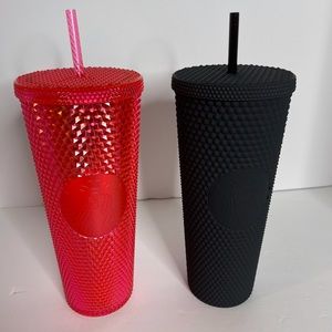Starbucks stuffed neon and black tumbler